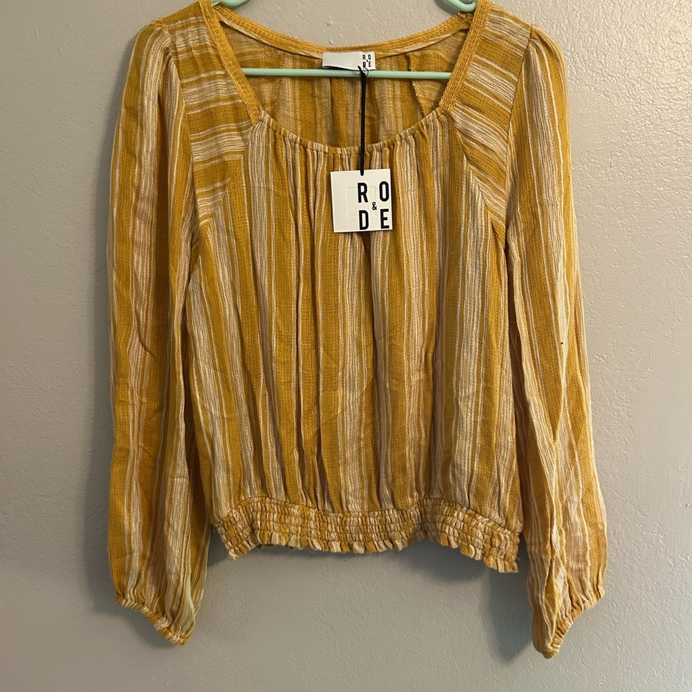 RODIER Mustard and Cream Striped Blouse